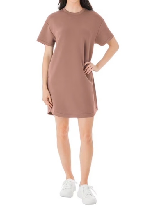 Member's Mark Dresses & Skirts - Woman’s Member’s Mark Sandwash Ribbed Short Sleeve Dress in Mauve Brown Sz L